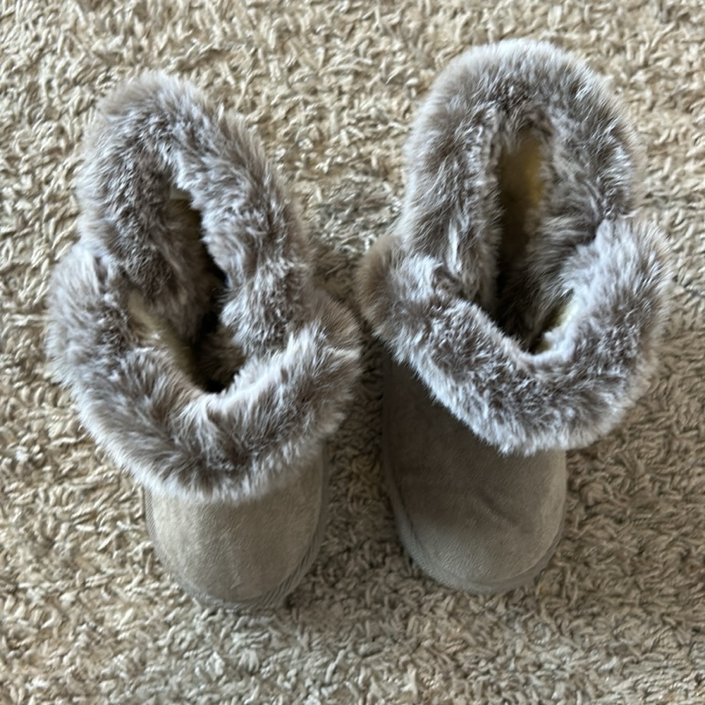 LONSOEN Kids Girls Boots Suede Lightweight Faux Fur Lined Mid Calf - Picture 8 of 10